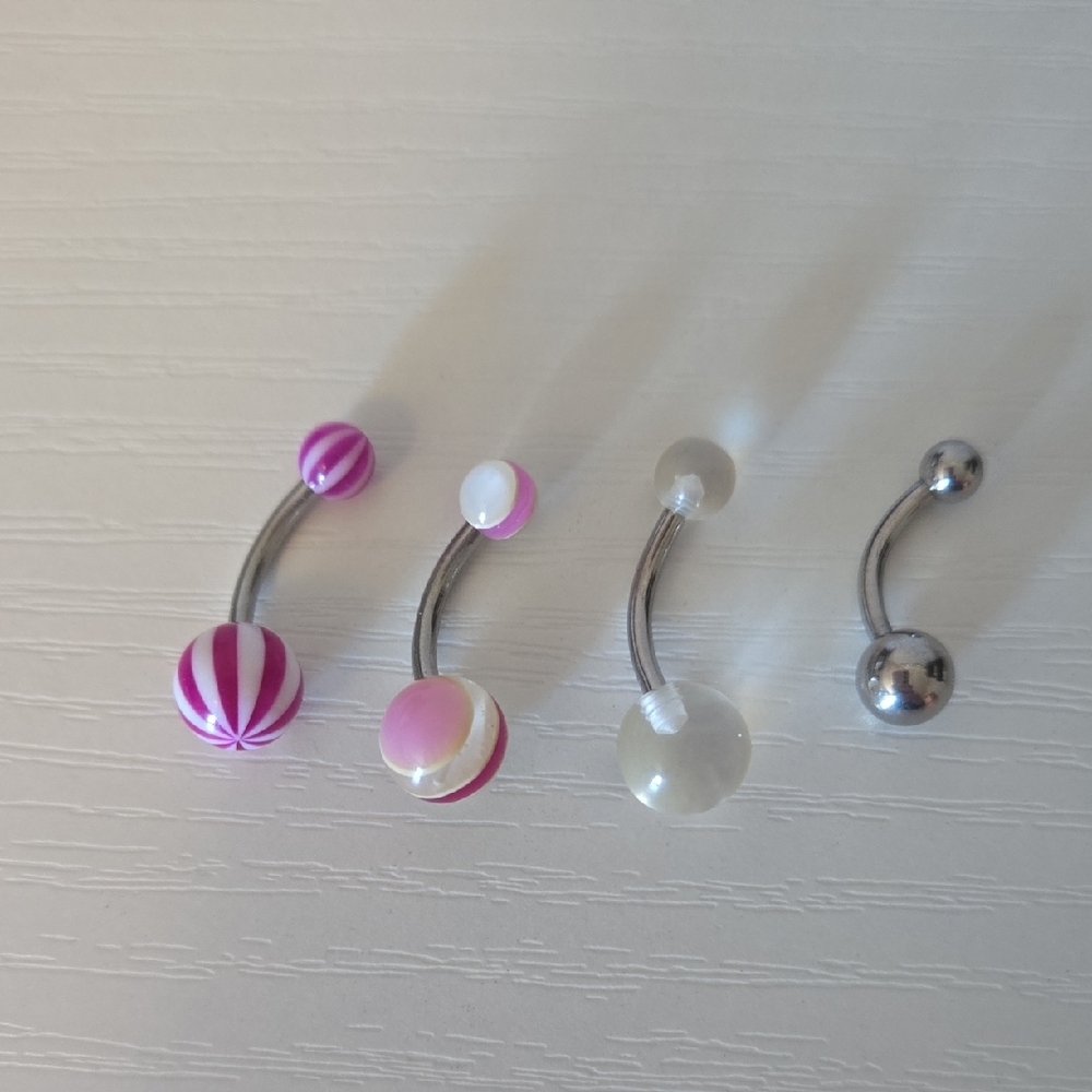 Purple and Silver Belly Button Rings Set